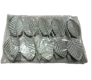 AAASAH Artificial Leaves and Stem (Silver, 10 Pieces)