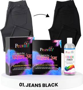 Peavoir Pakka Rang Permanent Fabric Dye Colour | Shade 1 Jeans Black | 25ml colour Fixer