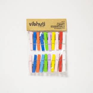 Vibhuti Crafts 2inch Wooden Pegs (40 Pack) - Multicolor Clip for DIY Crafts & More