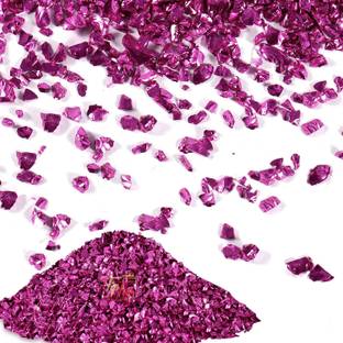 Tiptop Decoration Crushed Glass Glitter Flakes for Art and Craft (100 Grams)(1-3mm) (Pink Ruby)