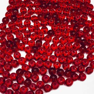 INDIKONB 6mm Red Glass Pearl Beads for Jewellery Making (Pack of 300)