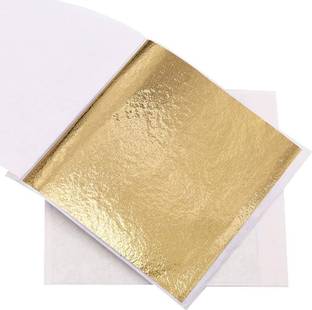 ask vark wala Mini Gold Leaf 50 Sheets 3.15 by 3.35 Gilding Foil for Paintings Arts Craft etc