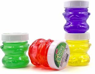 333MART Neon Glitter Slime Kit Soft Non-Toxic For Boys Girls 5+ Age Each 100ml Pack of 4