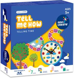 Fevicreate Learn Time Kit,7 Exciting Puzzles, Games, Art & Craft Activities for Kids 5+ Yrs