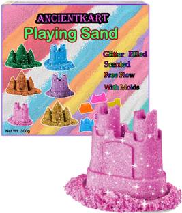 AncientKart Filled Scented Kinetic Modelling Sand with Molds Pink (300 g)