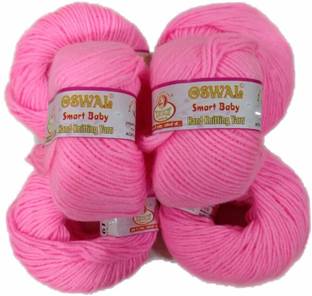 Oswal wool Smart Baby Wool Hand Knitting Soft Fingering Crochet Hook Baby Pink (25 gm Each Ball) 6pcs (150gms)
