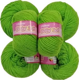 वर्धमान वूल Yarn Baby Soft Wool for Hand Knitting Fingering Crochet Hook (Parrot Green) -Shade no.BBM092 200 gm Pack of (8)