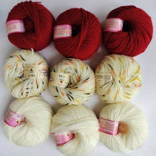 vardhman knitting yarn VARDHAN BABY SOFT YARN - 3 BALL PRINTING, 3 BALL RED , AND 3 BALL CREAM