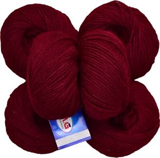 M.G Enterprise 100% Acrylic Wool Mehroon (6 pc) Baby Soft Wool Ball Hand Knitting Wool/Art Craft Soft Fingering Crochet Hook Yarn, Needle Knitting Yarn Thread Dyed