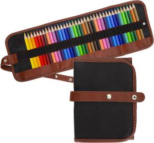 DEZIINE 48 Holes Canvas Wrap Roll Up Pencil Case Pen Bag Holder Handmade Storage Pouch