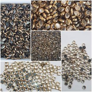 Crafts Haveli Kundans Stones (Set of 5 Shapes - 500 Pices) for Jewellery Making, Bangles
