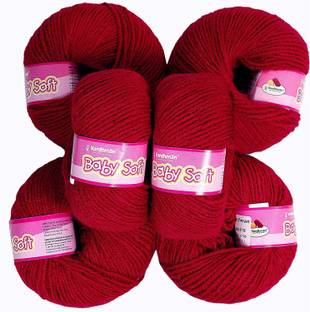 JEFFY Vardhman Original 4ply Acrylic Knitting Wool/Yarn Red (Pack of 6) Baby Soft Wool