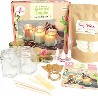 Kalakaram Scented Jar Candle Making with Complete Supplies, Candle Making Kit, Hobby Kit