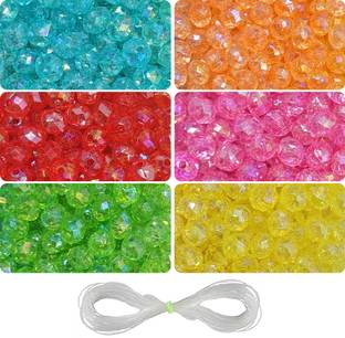 INDIKONB Rainbow 8mm Briolette Tyre Shape Crystal Beads Finding Spacer Beads