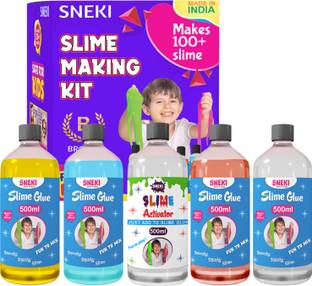 sneki DIY (100+Slime) Multicolored Toy Slime Making Activator Glue Kit Set for Kids