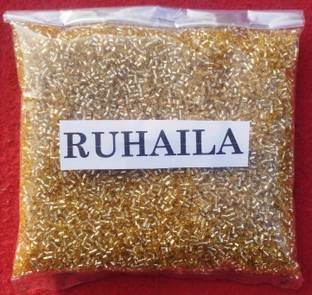 RUHAILA 11/0-3MM GOLDEN GLASS CUT BEADS (KATDANA)-ART CRAFT JWELLERY EMBRIODERY-400 GMS