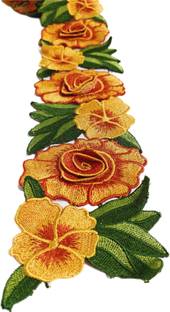 90 Degree Floral Embroidery Lace Cloth Sewing Stitching Patch Applique Orange Lace 1M