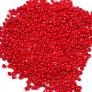 स्टोर_ऑफ_आर्ट्स (पीपी क्रिएशंस) Red Glass beads of 2mm for jewelry making/DIY craft, Pack of 100gm
