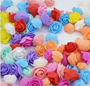 ROYALSHOP Artificial foam rose flower 3 cm set of 50 PC's multi colour