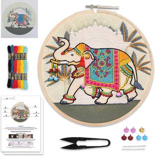 picknMAKE Hand Embroidery Kit Set with thread for Beginners Royal Elephant Craft Kit