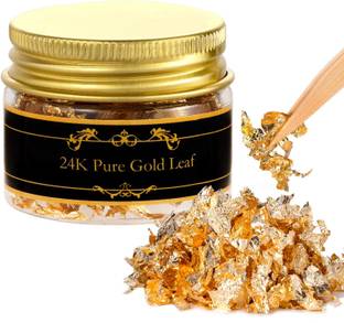 A.K COLLECTION Edible Genuine Gold Leaf Flakes, 25mg 24K Gold Flakes