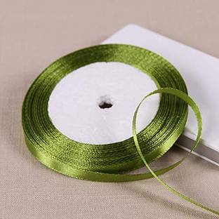 AAASAH Satin Ribbons Quarter Inch Olive Green Color Satin Ribbon Pack of 5 10MeterEach