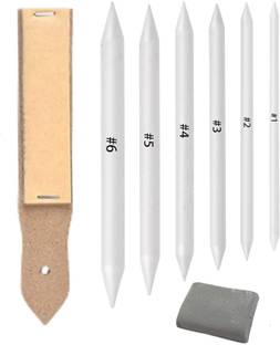 Like it Paper Blending Stump Set with Sand Paper and Kneadable Art Eraser - (White)
