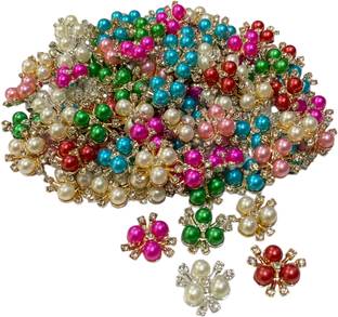 PRANSUNITA Flat Back Zarkan Rhinestone Flower Shape Buttons for,Jewelry Making Size 20 mm