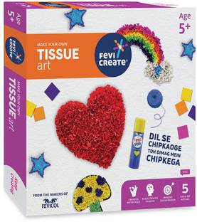 Fevicreate Tissue Art & Craft Kit, 5 Exciting Templates, Easy to Do for Kids 5+ Yrs, DIY