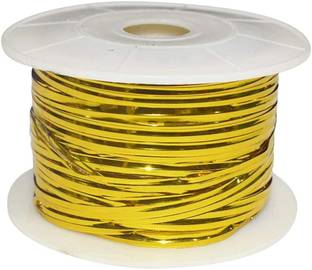 Utkarsh (4mm X 100 Mtr) Golden Metallic Twist & Tie Ribbon Wire for Diy Crafts Projects