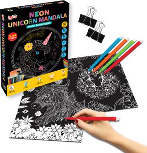 Little Berry Junior Neon Unicorn Mandala Art Colouring Kit for Adults - Art Craft Kit Girls