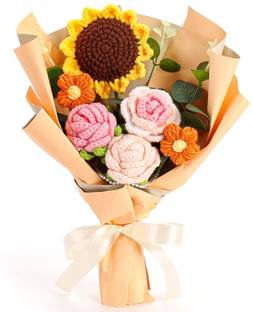 Zibuyu Completed Crochet Flowers Bouquet, Handmade Knitted Bouquet, Crochet Bouquet Kit