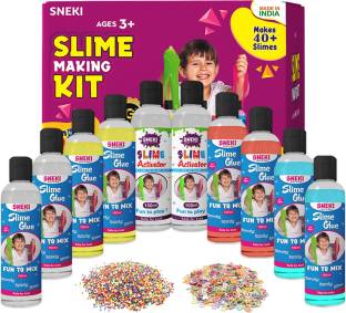 sneki DIY (40+Slime) Multicolor Putty Toy Slime Making Activator Glue Kit Set for Kids