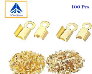 Rarehaunt Fold Over Cord Ends Crimp End Ribbon Ending Tips for Jewellery Making 100 Pc