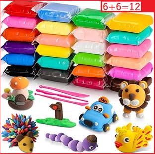 Do Pal Bouncing Clay DIY Colourful Non-Toxic Modeling Air Dry Clay with Tools 6 Pcs