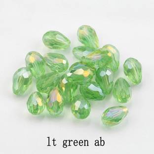 Crafts Haveli jewellery findings accessories Crystal Tear Drop Shape Glass Beads Loose Spacer 8X10MM - Green SH