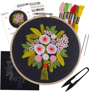 Embroiderymaterial Cross Stitch Embroidery Kit for Beginners, Kids & Adult (Bunch of Flowers)