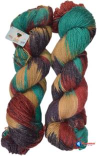 GANGA Glowing Star knitting yarn (Multi Camel Blue) (200gms)