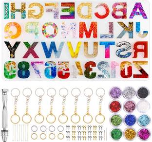 Maxxlite Alphabet Resin Art Kit with Moulds, Letter and Numbers Resin Moulds