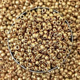 BharatSS Sugar beads/glass beads, Size 2mm(appro), Gold Beads, Pack of 100 gms
