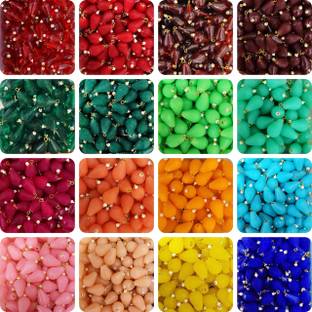 इंडिकोन्ब Multicolour 350 Acrylic Lariya Beads Drop Shape Craft Beads for Embellishment