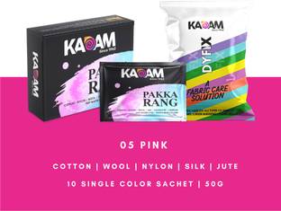 KADAM Fabric Dye Colour, Shade 05 Pink, Pack of 10 Single Color Pouches