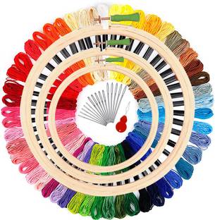 Qroof Embroidery Starter Kit 8,6,5 Hoop ,25 Multi Threads,15 Needles, 1 Threader