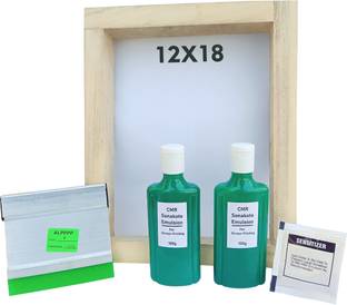 CMR Screen Printing Frame 12X18 inch, 2 Emulsion, 1 Sensitizer, 4inch Squeegee