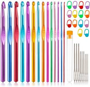 PATPAT 37PCS Crochet Hooks Set, Ergonomic Handle Crochet with Stitch Markers