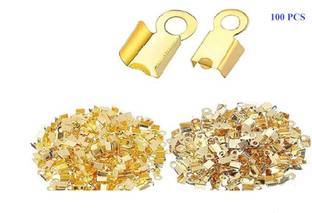 Rarehaunt Fold Over Cord Ends Crimp End Ribbon Ending Tips for Jewellery Making 100 Pc