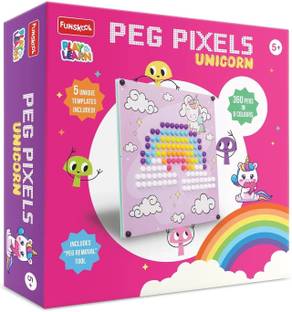 FUNSKOOL Peg Pixels-Unicorn,Educational,360 Pegs In 8 Colours,Puzzle With 5 Designs DIY,