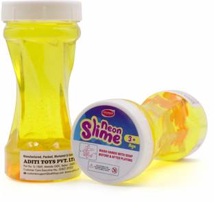 Aditi Toys Neon Slime Kit Soft NonToxic For Boy Girl 5+ Age Each 150ml (Yellow Pack of 2)