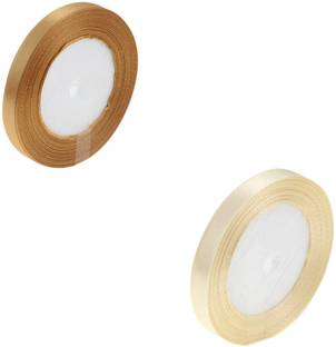 Crafts Haveli Satin Ribbon1/2 Half Inch (10MTR X 2 PC) Coffee & Cream 1/2 Inch