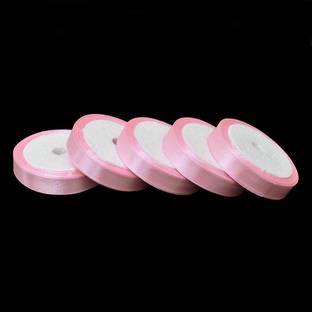 Qroof Satin Ribbon for Craft Decorations Clothes (5 Roll, Pink Color)